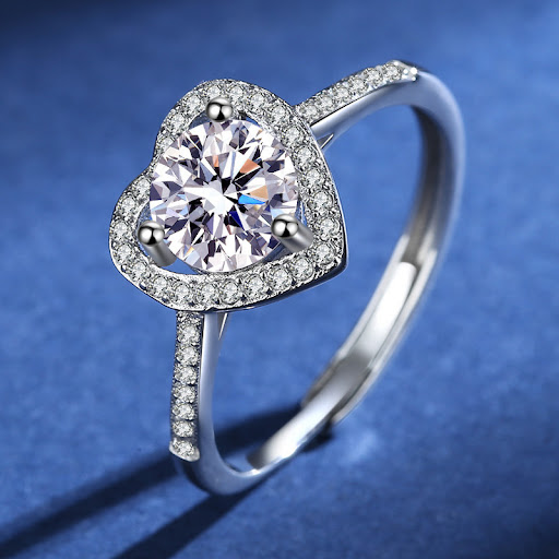 Title 2, Womens Fashion Moissanite Silver Love Heart-sh...