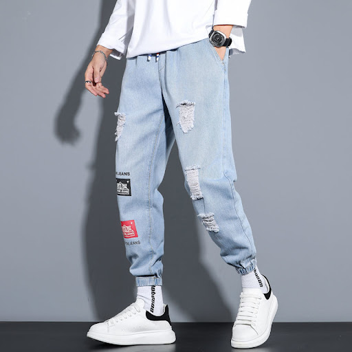 Title 3, Ripped Denim Loose Plus Size Harem Pants. Comfo...