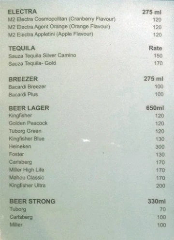 Hotel Simla Bar menu 