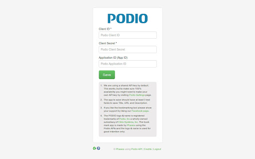 Bookmark to Podio