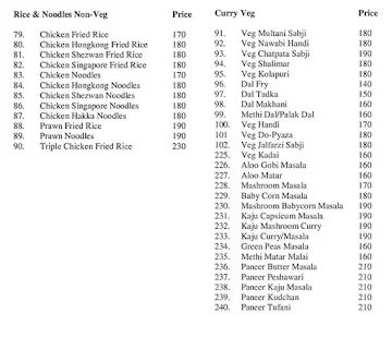 Aadya Grand menu 