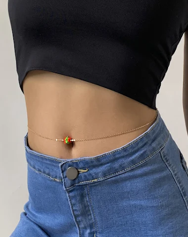 Gekleurde klei tailleketting enkele - 2