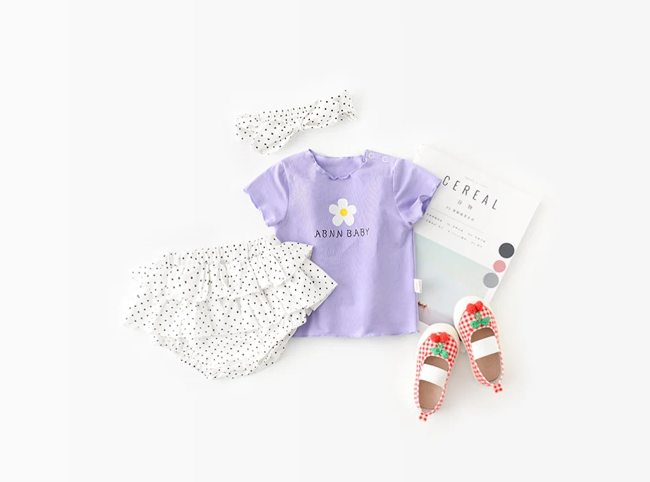 Peuter Bloem Snoepkleur Schattig Dot Ruit Set, Comfortabele Babykleding voor Meisjes, Ideaal om in te Spelen en te Dragen.