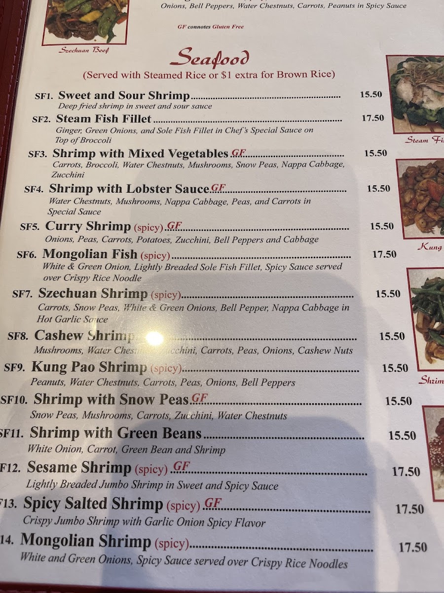 Dragon Village Restaurant gluten-free menu