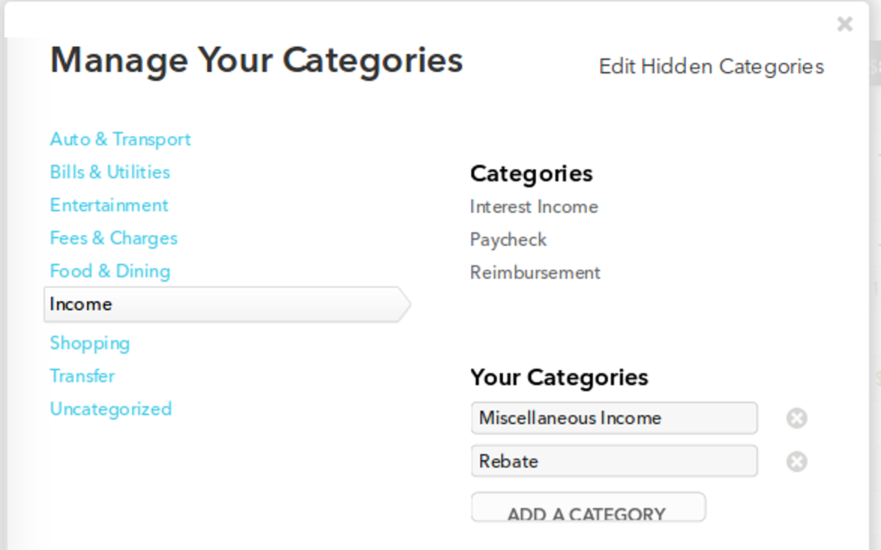 Mint.com - Customize Default Categories Preview image 2