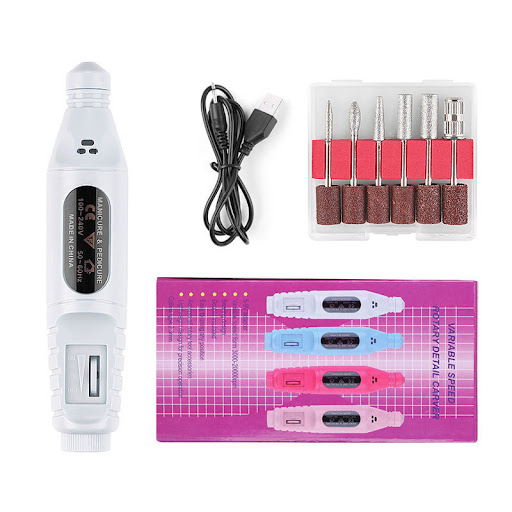 Title 4, Portable Nail Pen Polisher with USB Cable, Mani...