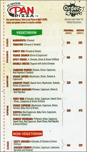 Pizza Hut menu 