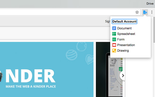 Quick Create for Google Drive chrome extension