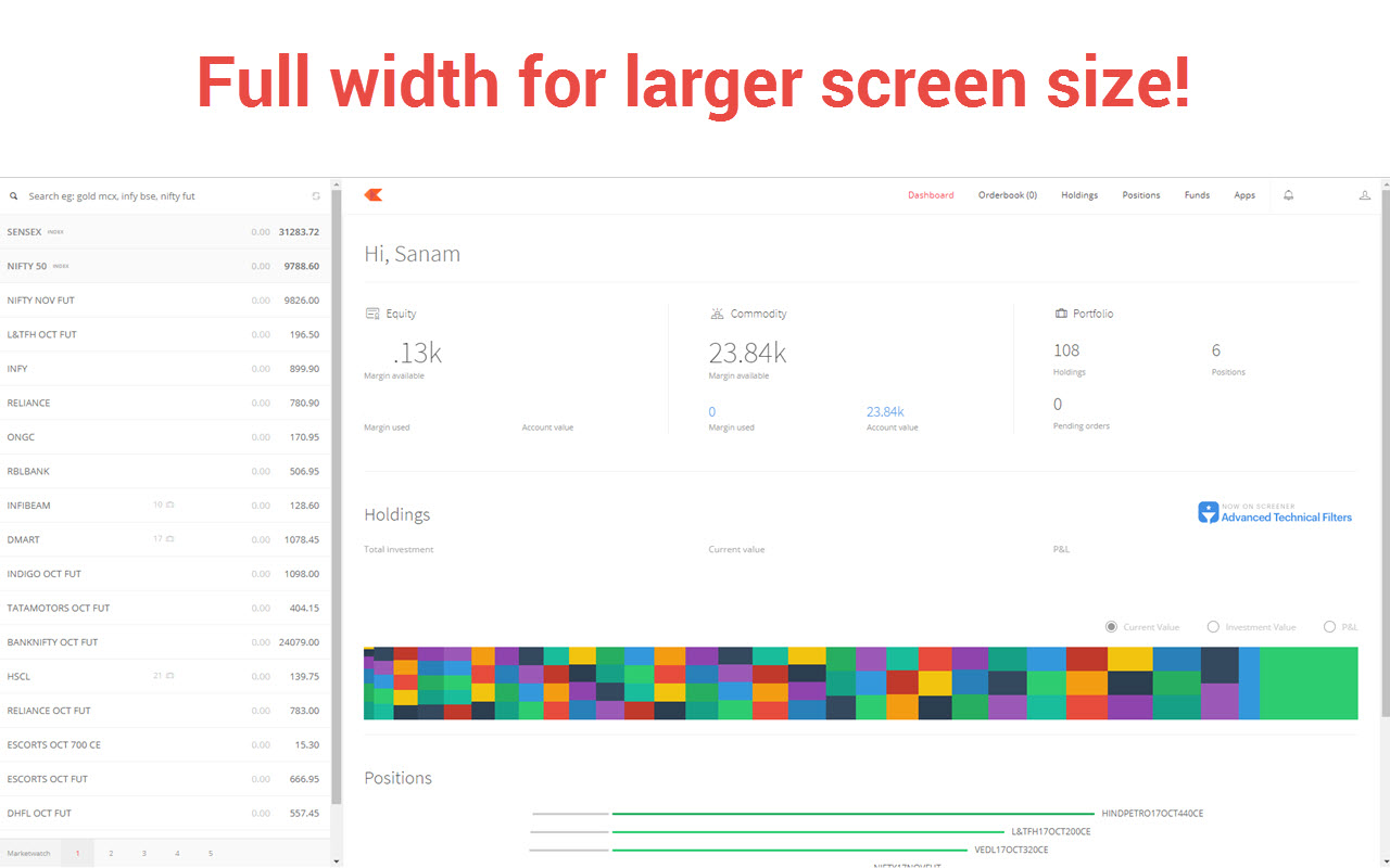 Full Width Zerodha Kite Trading Platform Preview image 1