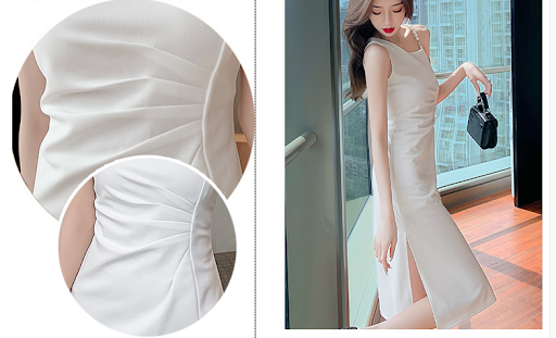 Title 7, French Sleeveless Slit Temperament Dress for wo...