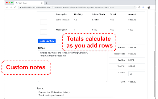 WorkOrderSnap Work Order Creator