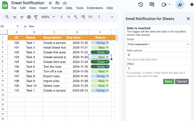 Sheet Notification and Reminder screenshot 1