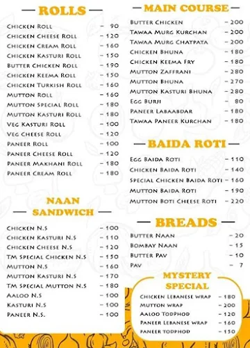 Tawaa Mystery menu 