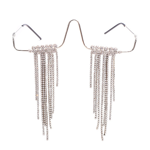 Title 1, Frameless Metal Long Fringe Diamond Pendulum Gl...