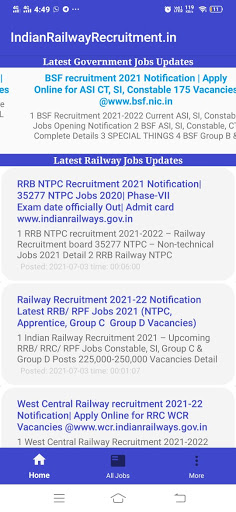 Screenshot Railway Jobs Alerts- IndianRai