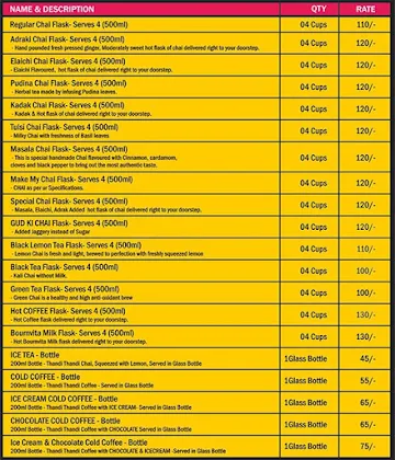 Chai Villa menu 