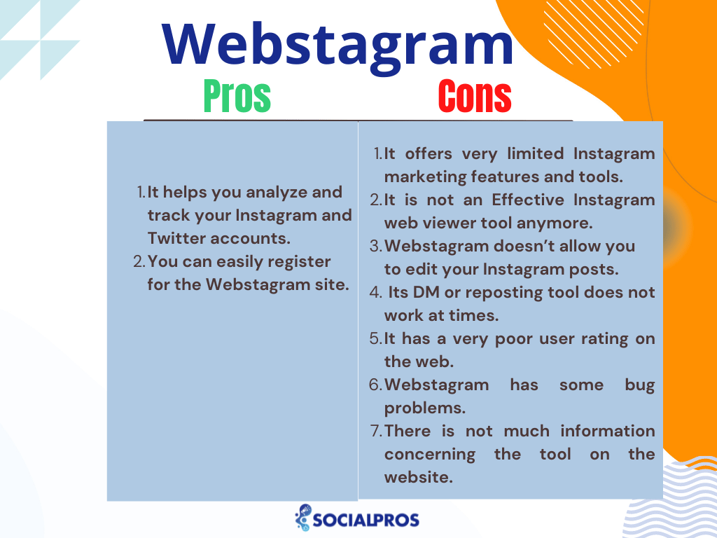 Webstagram Pros and Cons 