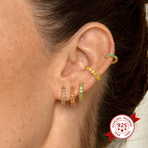 Title 5, Womens Micro-inlaid Color Trend Ear Rings Simp...