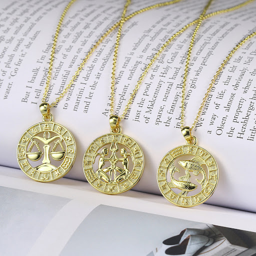 Title 2, 12 Twelve Constellation Pendant Necklace