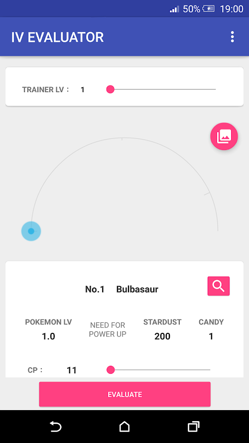 Android application IV Evaluator for Pokemon Go screenshort