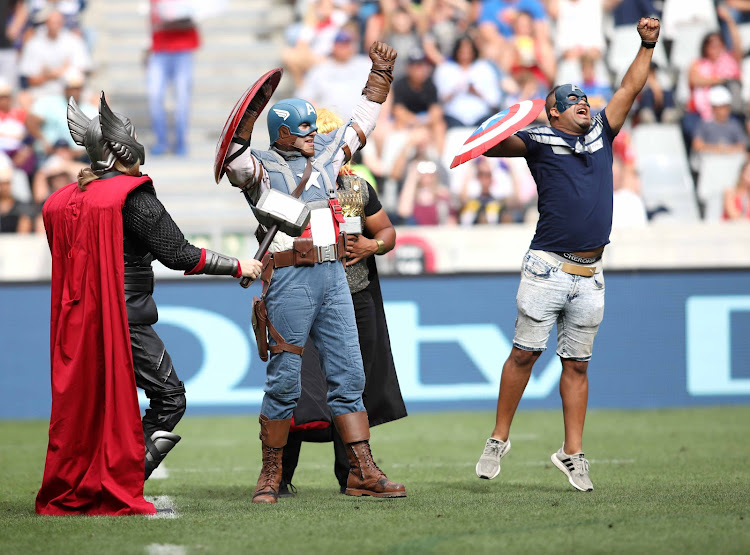 Pre-match festivities before the Super Hero Sunday kickoff.