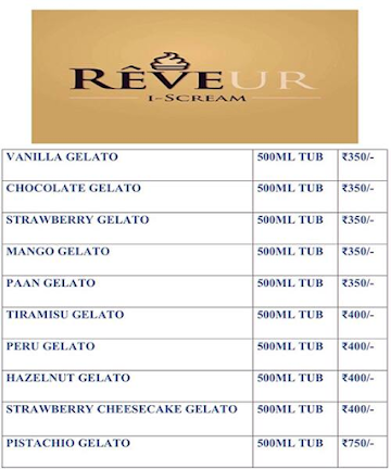 Reveur Iscream menu 