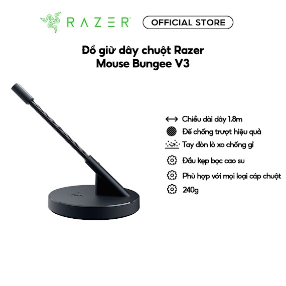 [Mã Elmall5 Giảm Đến 500K] Đồ Giữ Dây Chuột Razer Mouse Bungee V3_Rc21 - 01560100 - R3M1