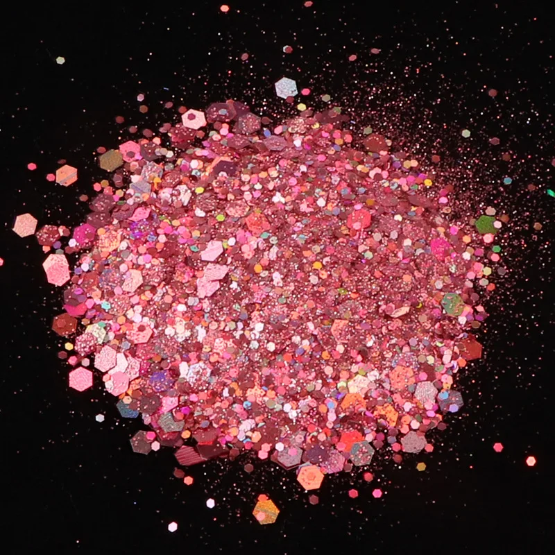 50G Gemengde Zeshoekige Zilveren Glitter Laser Pailletten DIY Manicure, 10 Kleuren Nagel Decoratie