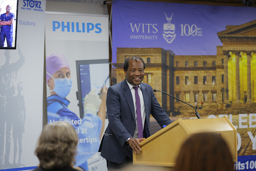 Wits University vice-chancellor Prof Zeblon Vilakazi speaks at the opening of the Wits advanced surgical skills lab on Tuesday.