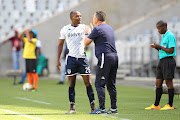 Gavin Hunt and Gift Motupa of Bidvest Wits celebrates the goal during the Absa Premiership match between Stellenbosch FC at Cape Town Stadium on January 04, 2020 in Cape Town, South Africa.