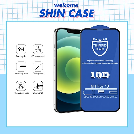 Kính Cường Lực Iphone 10D Full Màn 6/6Plus/6S/6Splus/7/7Plus/8/8Plus/X/Xs/11/12/13/Pro/Max/Promax/Shin Case/Ốp Lưng