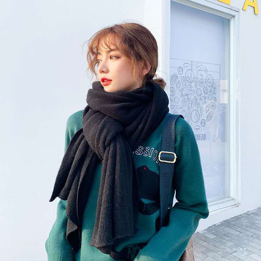 Title 2, Pure Color Knitted Wool Scarf Women Autumn And ...