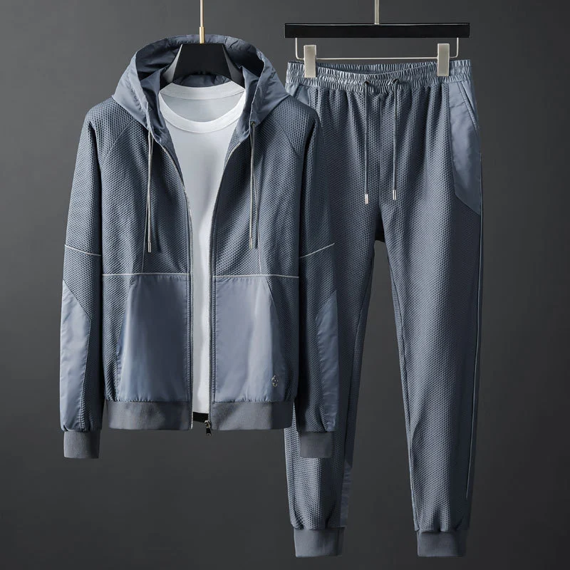 Erkek Bal Peteği Örgü Esnek Slim Fit Kapüşonlu İki Parçalı Takım. Rahatlık ve stil için ideal. Günlük kullanım için mükemmel seçim.