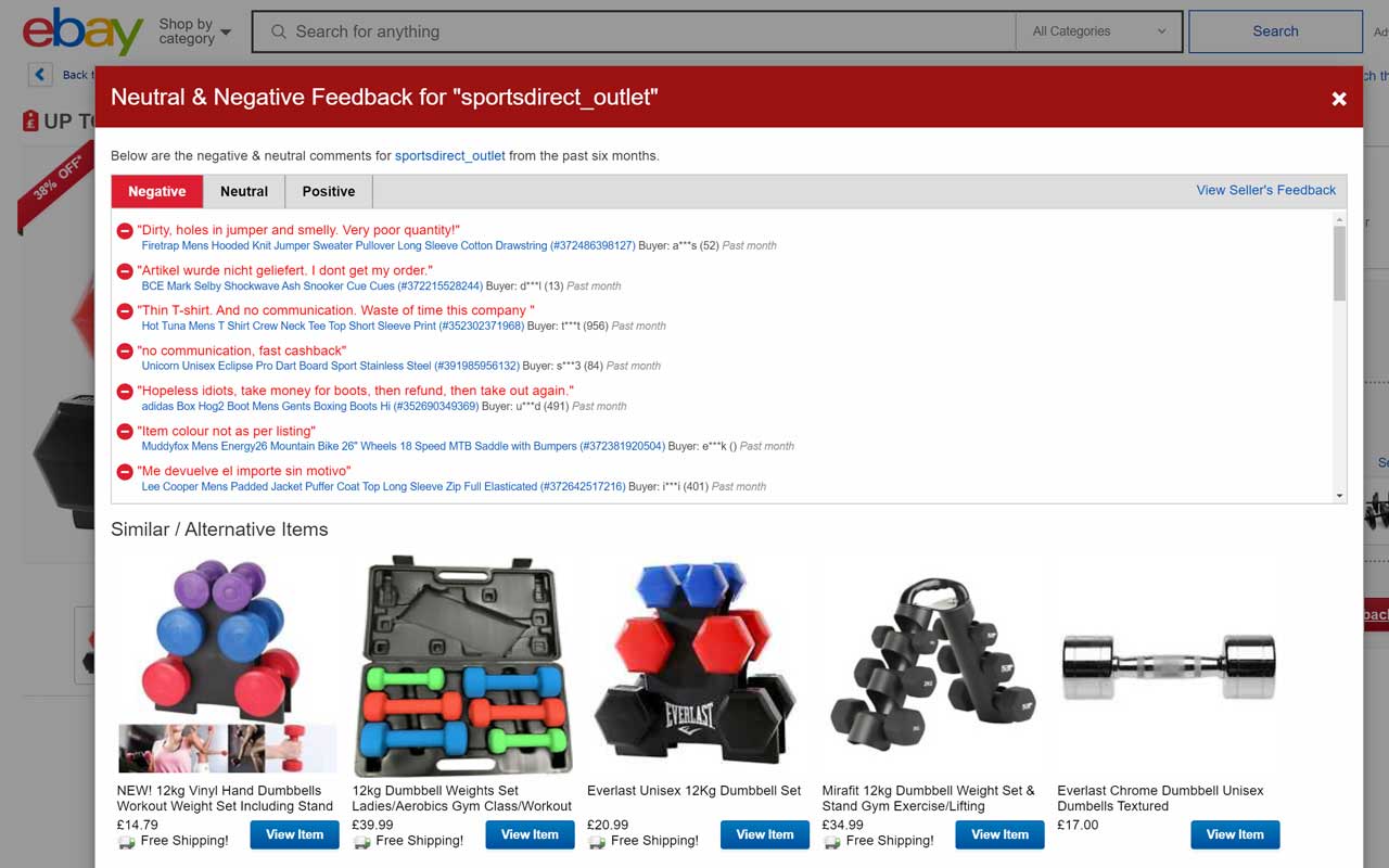 eBay™ Negative & Neutral Feedback Viewer Preview image 5