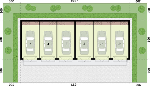 G341 garaż sześciostanowiskowy - Rzut garażu