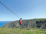 Louise Pannell flying through the air on her first zipline ride. 