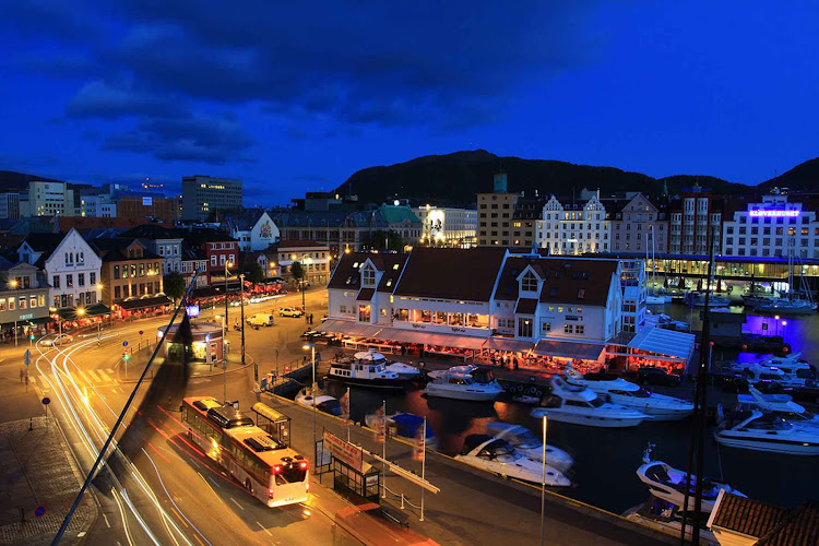 The waterfront of Bergen, Norway, bustles most spring and summer evenings.