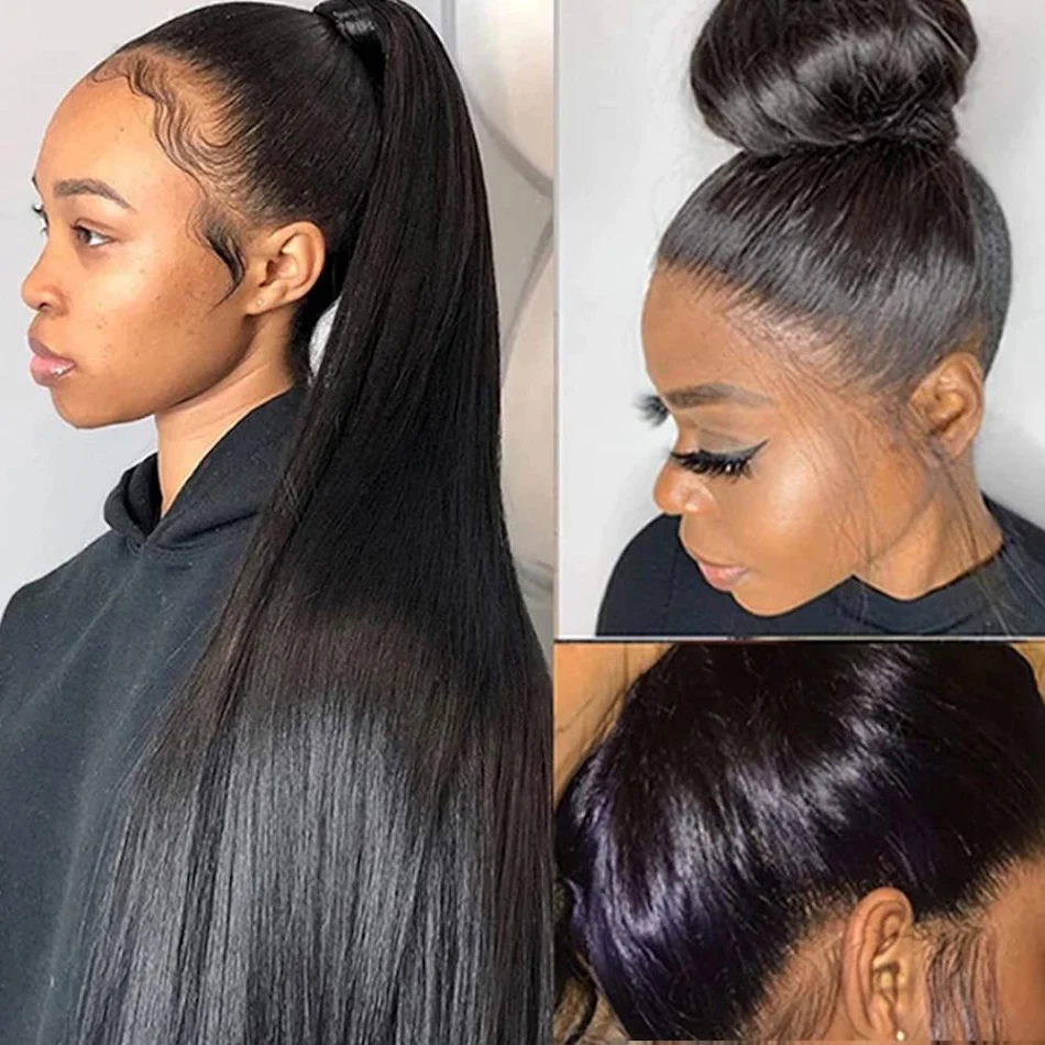 Peluca Frontal de Encaje 360 Cabello Humano Liso, aspecto natural, versátil, fácil de peinar y estilizar para un look perfecto.
