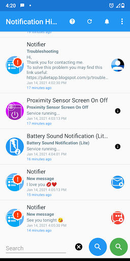 Screenshot Notification History Log