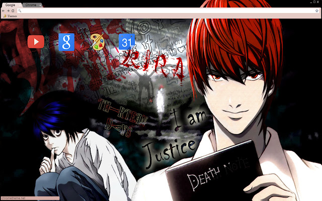 Death Note Kira and L theme 1366x768 chrome extension