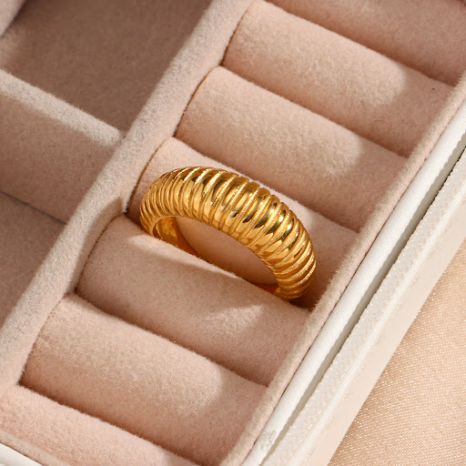 Title 4, Womens Fashion Gold Pinstripe Ring