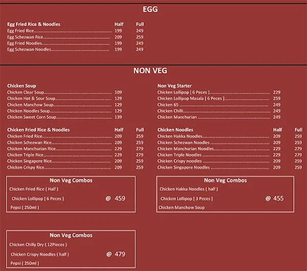 Chinese Experiment menu 