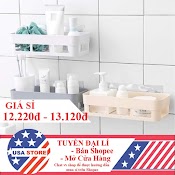 Kệ Nhựa Chữ Nhật B24Cn Mới Về - Đựng Để Đồ Nhà Tắm - Nhà Bếp - Miếng Dính Đôi Siêu Chắc