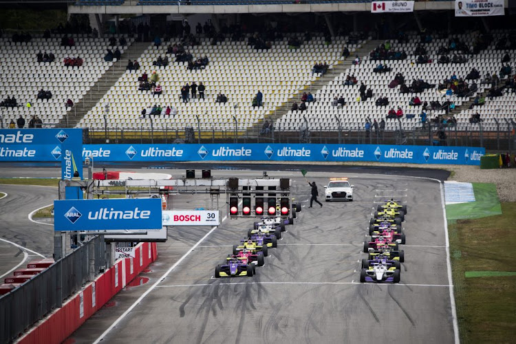 W Series racers lined up on the grid at Hockenheim.