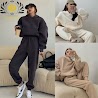 Set Nỉ Nữ - Áo Hoodie Kèm Quần Jogger Thu Đông, Chất Nỉ Cotton, Lót Bông Dày Dặn, Mũ May 2 Lớp Hk Shop9720