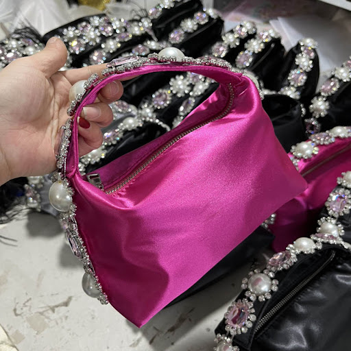 Title 2, Handbag Pearl Satin Bread With Diamonds, a luxu...