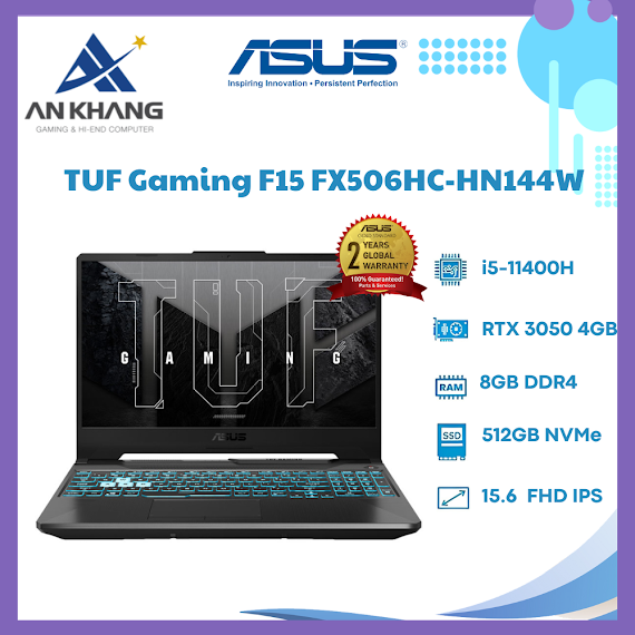 Laptop Asus Tuf Gaming F15 Fx506Hc - Hn144W (Core I5 - 11400H | 8Gb | 512Gb | Rtx 3050 4Gb | 15.6 Inch Fhd | Win 11 | Đen) - Hàng Chính Hãng - Bảo Hành 24 Tháng