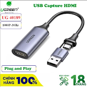 Card Ghi Hình Hdmi Sang Usb 2.0, Type C Live Streaming 1080P Ugreen 40189 - Hàng Chính Hãng