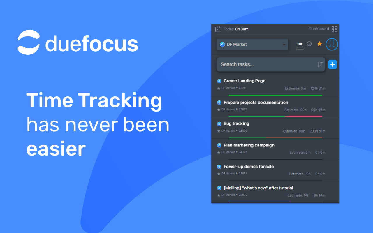 Duefocus - time tracking app for Chrome Preview image 1