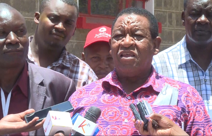 Njenga Mungai, chairman of the Jubilee Council of Elders, speaks to the press on March 16.